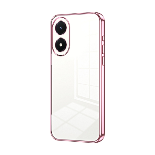 

For vivo Y02s Transparent Plating Fine Hole Phone Case(Pink)