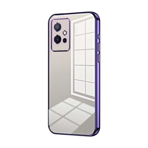 

For vivo Y75 5G / Y55 5G / Y55s 2023 Transparent Plating Fine Hole Phone Case(Purple)