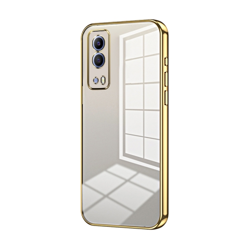 

For vivo Y53s 5G / T1x 5G / iQOO Z5x Transparent Plating Fine Hole Phone Case(Gold)