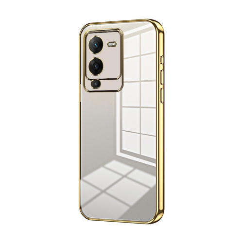 

For vivo S15 Transparent Plating Fine Hole Phone Case(Gold)