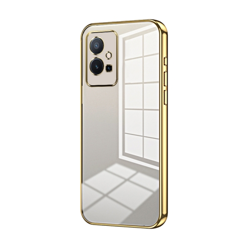 

For vivo T1 5G Transparent Plating Fine Hole Phone Case(Gold)