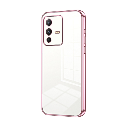 

For vivo S12 / V23 5G Transparent Plating Fine Hole Phone Case(Pink)