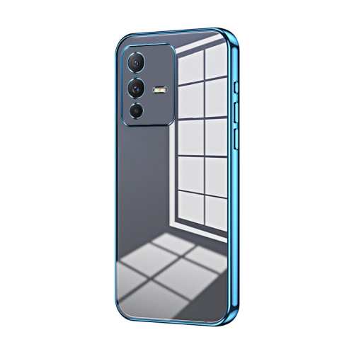 

For vivo S12 / V23 5G Transparent Plating Fine Hole Phone Case(Blue)