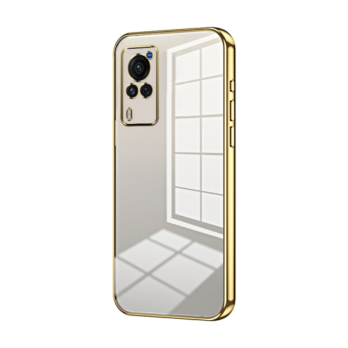 

For vivo X60 Curved Screen Transparent Plating Fine Hole Phone Case(Gold)