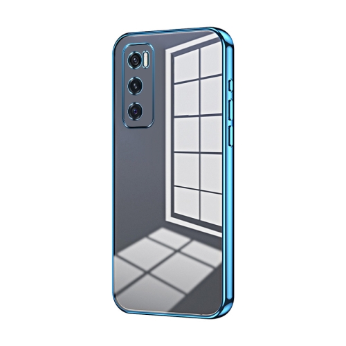

For vivo V20 SE / Y70 Transparent Plating Fine Hole Phone Case(Blue)