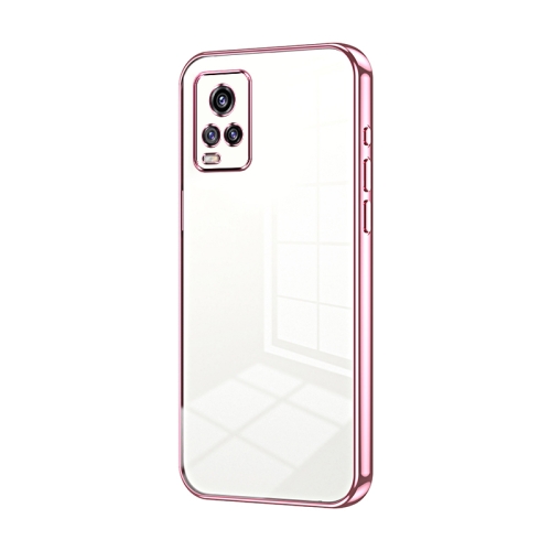 

For vivo V20 Transparent Plating Fine Hole Phone Case(Pink)