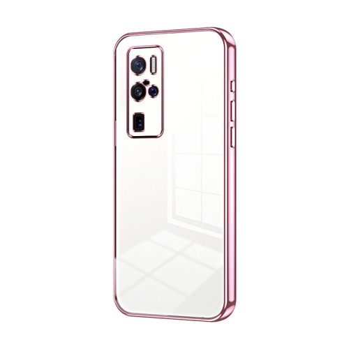 

For vivo X50 Pro+ Transparent Plating Fine Hole Phone Case(Pink)