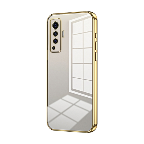 

For vivo X50 Transparent Plating Fine Hole Phone Case(Gold)