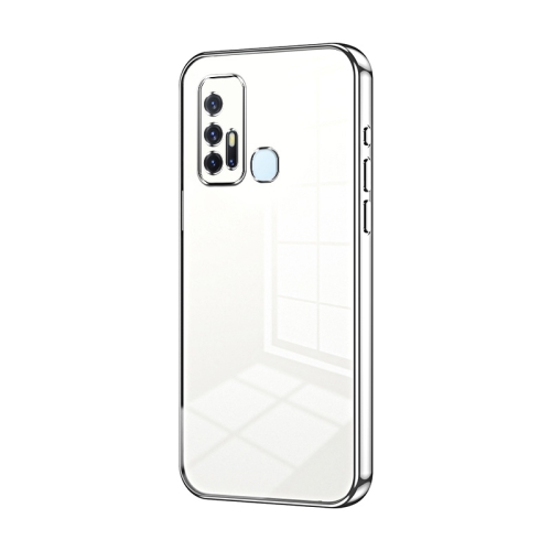 

For vivo Z6 5G Transparent Plating Fine Hole Phone Case(Silver)