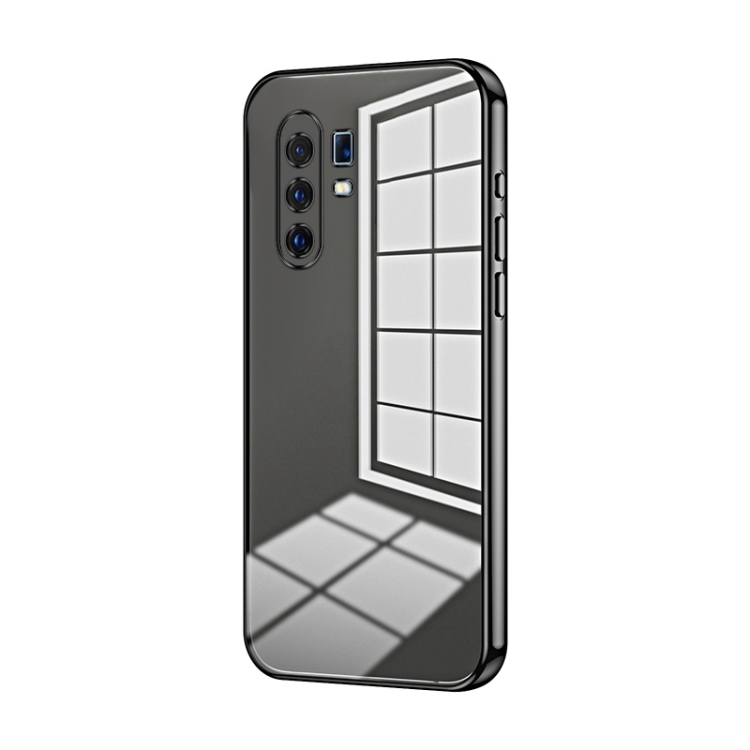 

For vivo X30 Pro Transparent Plating Fine Hole Phone Case(Black)