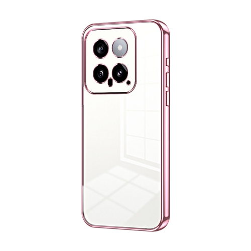 

For Xiaomi 14 Transparent Plating Fine Hole Phone Case(Pink)