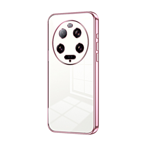 

For Xiaomi 13 Ultra Transparent Plating Fine Hole Phone Case(Pink)