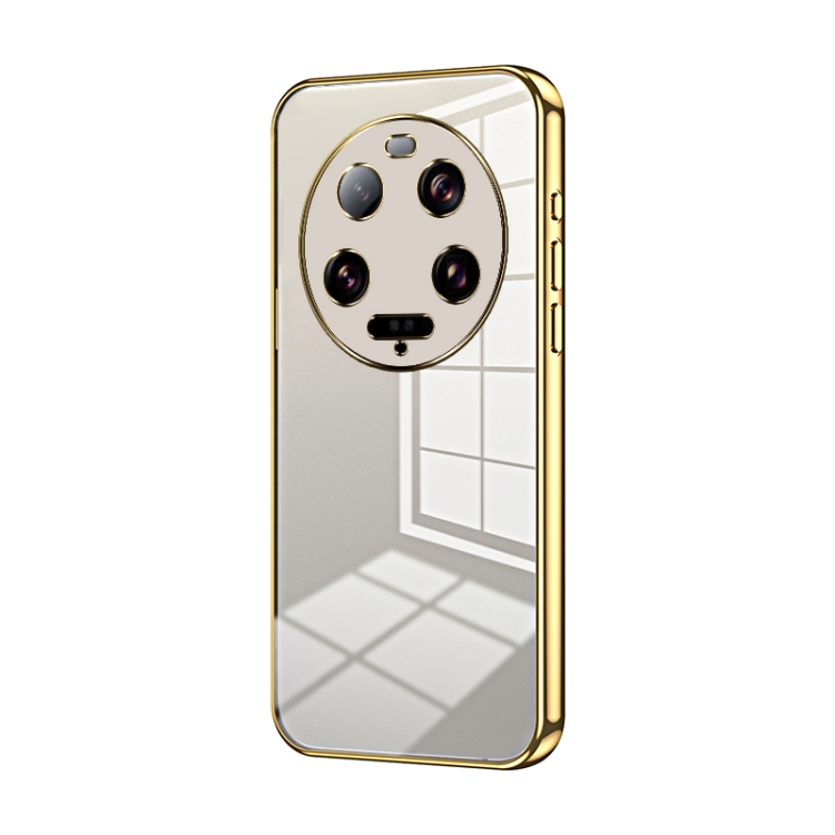 

For Xiaomi 13 Ultra Transparent Plating Fine Hole Phone Case(Gold)