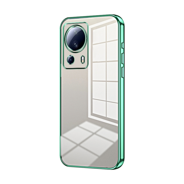 

For Xiaomi Civi 2 / 13 Lite Transparent Plating Fine Hole Phone Case(Green)