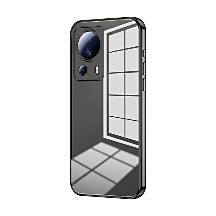 

For Xiaomi Civi 2 / 13 Lite Transparent Plating Fine Hole Phone Case(Black)