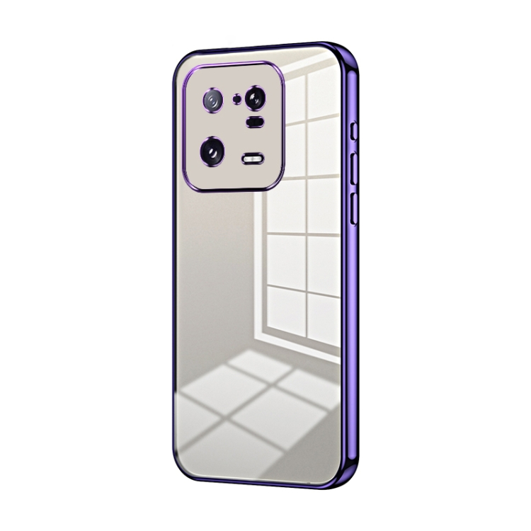 

For Xiaomi 13 Pro Transparent Plating Fine Hole Phone Case(Purple)
