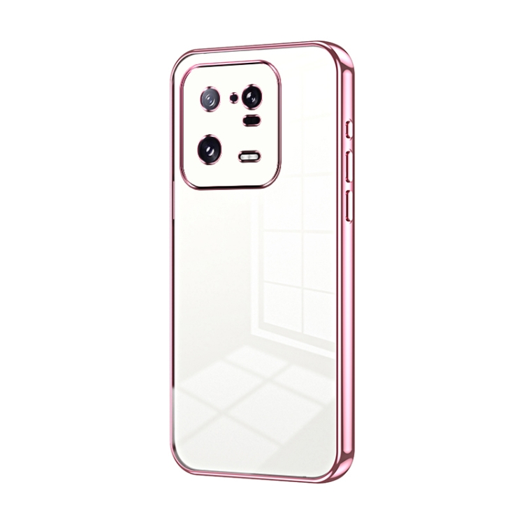 

For Xiaomi 13 Pro Transparent Plating Fine Hole Phone Case(Pink)