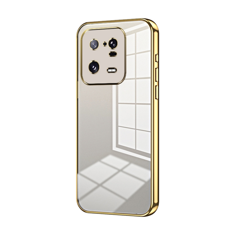 

For Xiaomi 13 Pro Transparent Plating Fine Hole Phone Case(Gold)