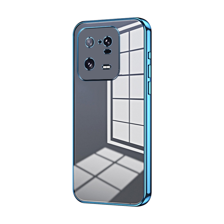 

For Xiaomi 13 Pro Transparent Plating Fine Hole Phone Case(Blue)