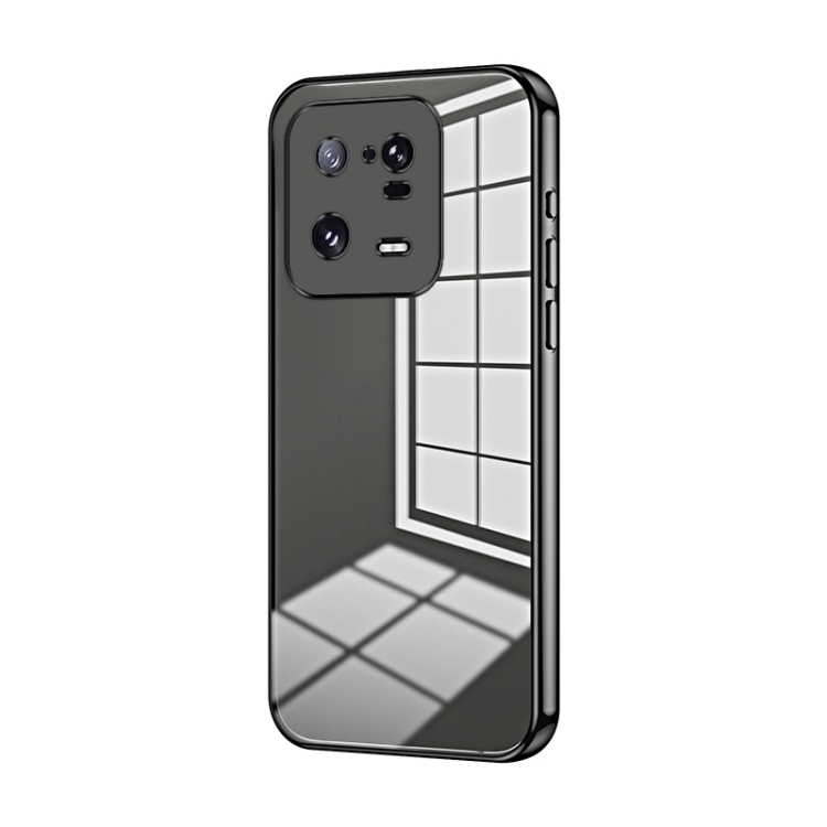 

For Xiaomi 13 Pro Transparent Plating Fine Hole Phone Case(Black)