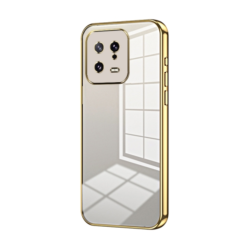 

For Xiaomi 13 Transparent Plating Fine Hole Phone Case(Gold)