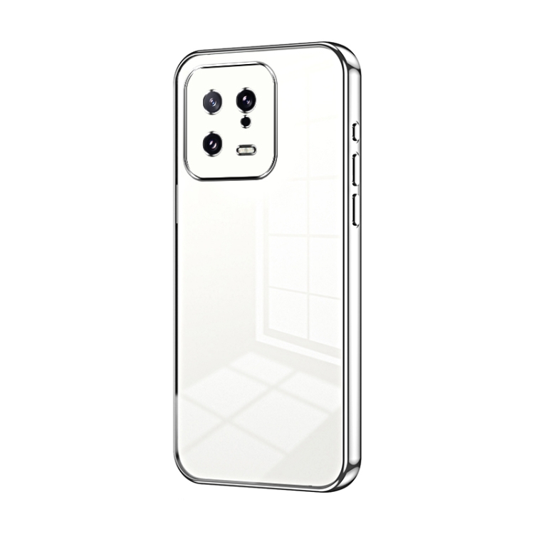 

For Xiaomi 13 Transparent Plating Fine Hole Phone Case(Silver)