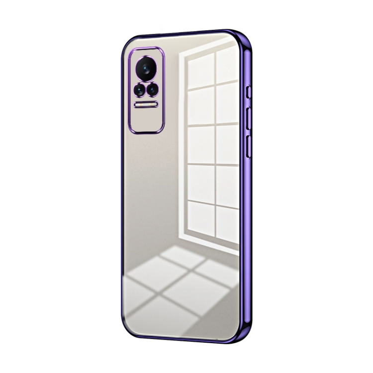 

For Xiaomi Civi / Civi 1S Transparent Plating Fine Hole Phone Case(Purple)