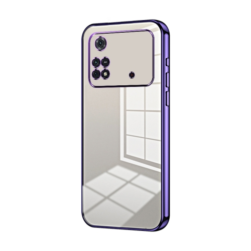 

For Xiaomi Poco M4 Pro Transparent Plating Fine Hole Phone Case(Purple)