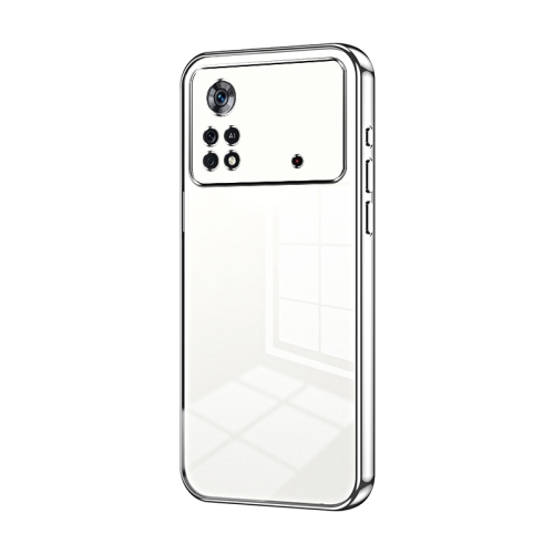 

For Xiaomi Poco X4 Pro 5G Transparent Plating Fine Hole Phone Case(Silver)