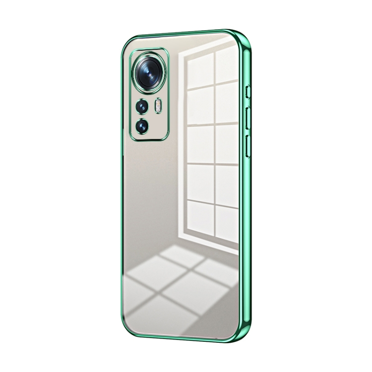

For Xiaomi 12 / 12X Transparent Plating Fine Hole Phone Case(Green)