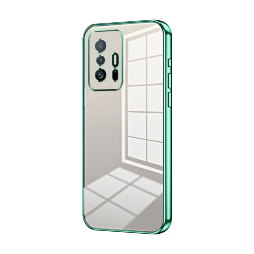 

For Xiaomi 11T / 11T Pro Transparent Plating Fine Hole Phone Case(Green)