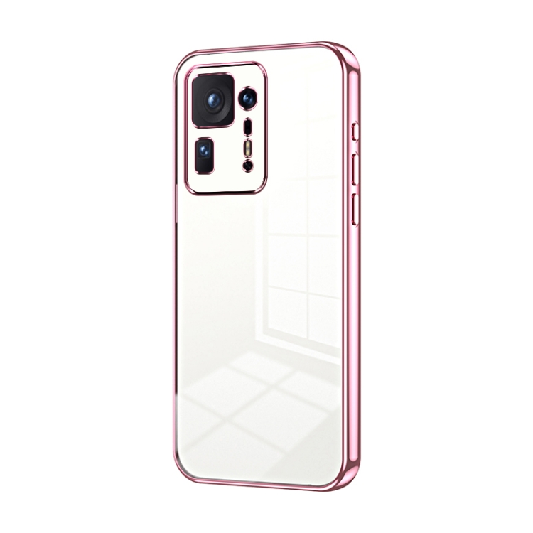 

For Xiaomi Mix 4 Transparent Plating Fine Hole Phone Case(Pink)