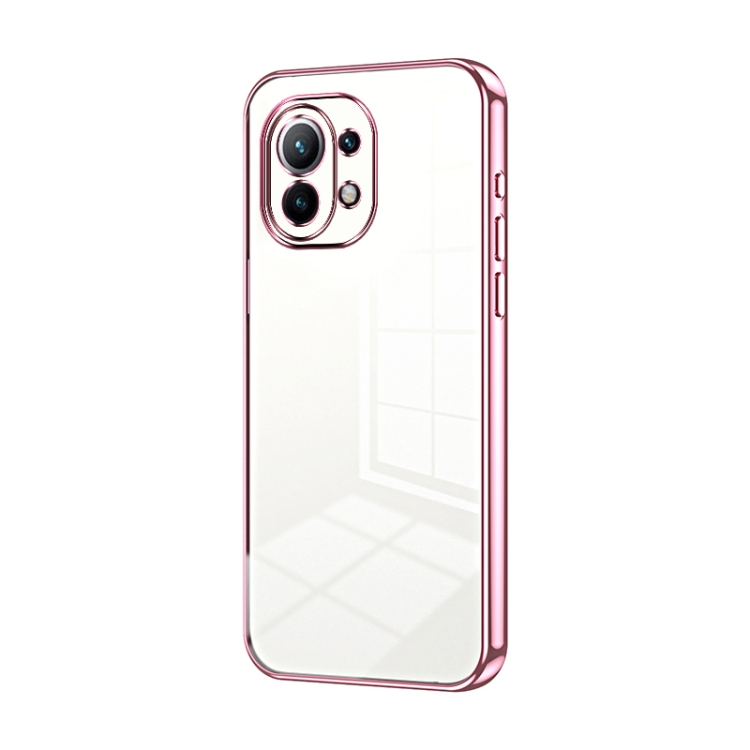 

For Xiaomi Mi 11 Transparent Plating Fine Hole Phone Case(Pink)