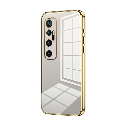 

For Xiaomi Mi 10 Ultra Transparent Plating Fine Hole Phone Case(Gold)