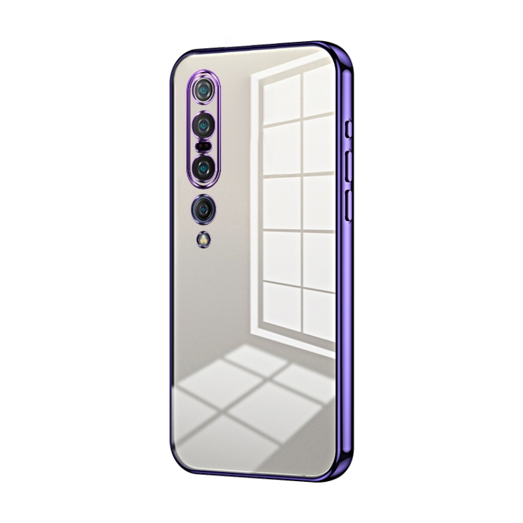 

For Xiaomi Mi 10 Pro 5G Transparent Plating Fine Hole Phone Case(Purple)