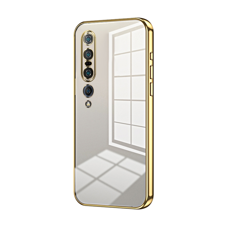 

For Xiaomi Mi 10 Pro 5G Transparent Plating Fine Hole Phone Case(Gold)