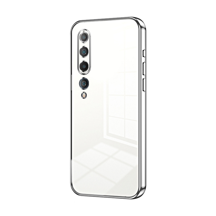 

For Xiaomi Mi 10 5G Transparent Plating Fine Hole Phone Case(Silver)