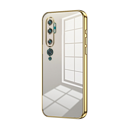 

For Xiaomi Mi CC9 Pro / Mi Note 10 Transparent Plating Fine Hole Phone Case(Gold)