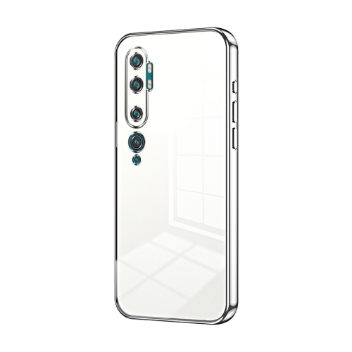 

For Xiaomi Mi CC9 Pro / Mi Note 10 Transparent Plating Fine Hole Phone Case(Silver)