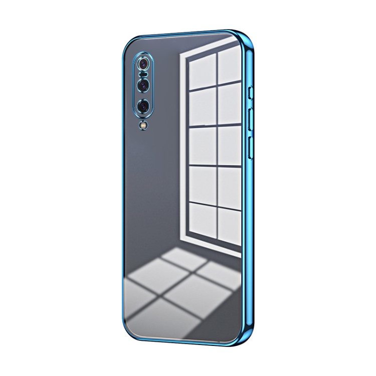 

For Xiaomi Mi 9 Transparent Plating Fine Hole Phone Case(Blue)