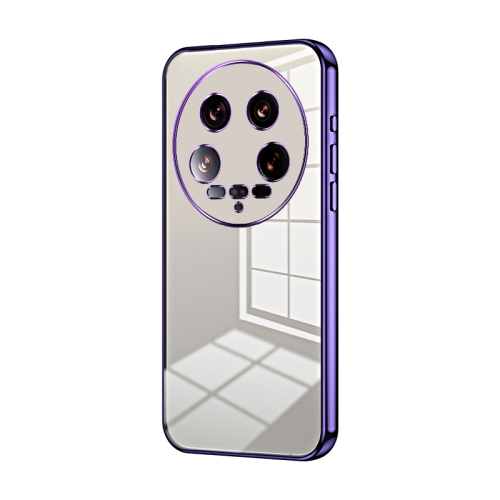 

For Xiaomi 14 Ultra Transparent Plating Fine Hole Phone Case(Purple)