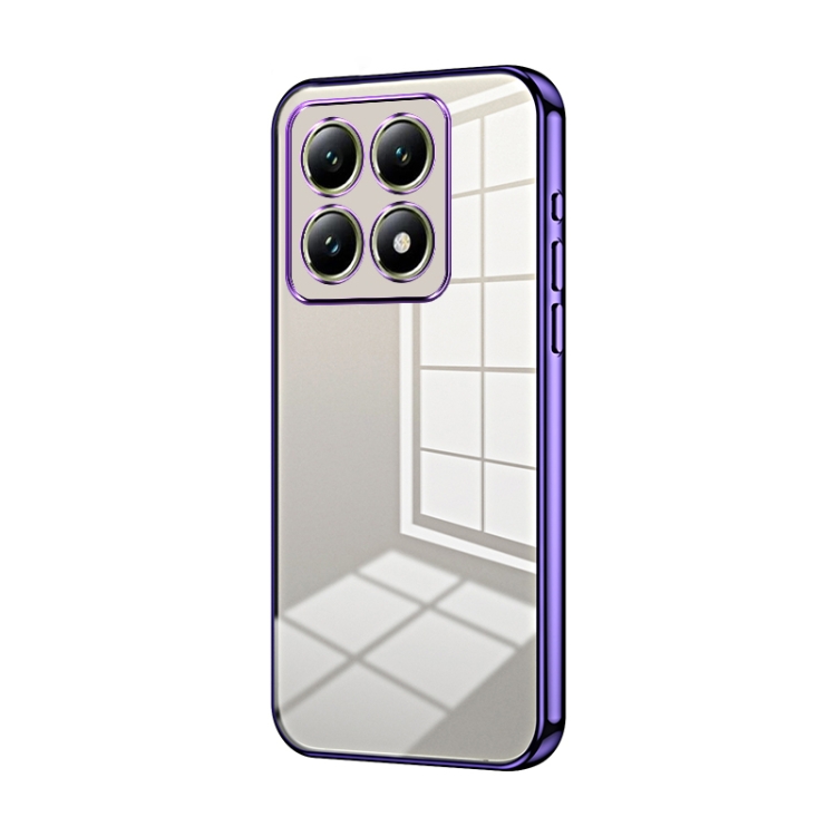 

For Xiaomi 14T Transparent Plating Fine Hole Phone Case(Purple)