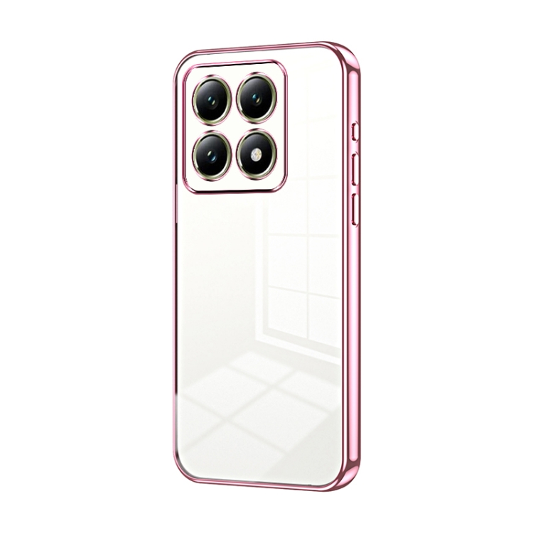 

For Xiaomi 14T Transparent Plating Fine Hole Phone Case(Pink)