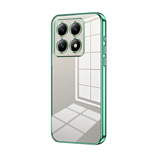 

For Xiaomi 14T Transparent Plating Fine Hole Phone Case(Green)