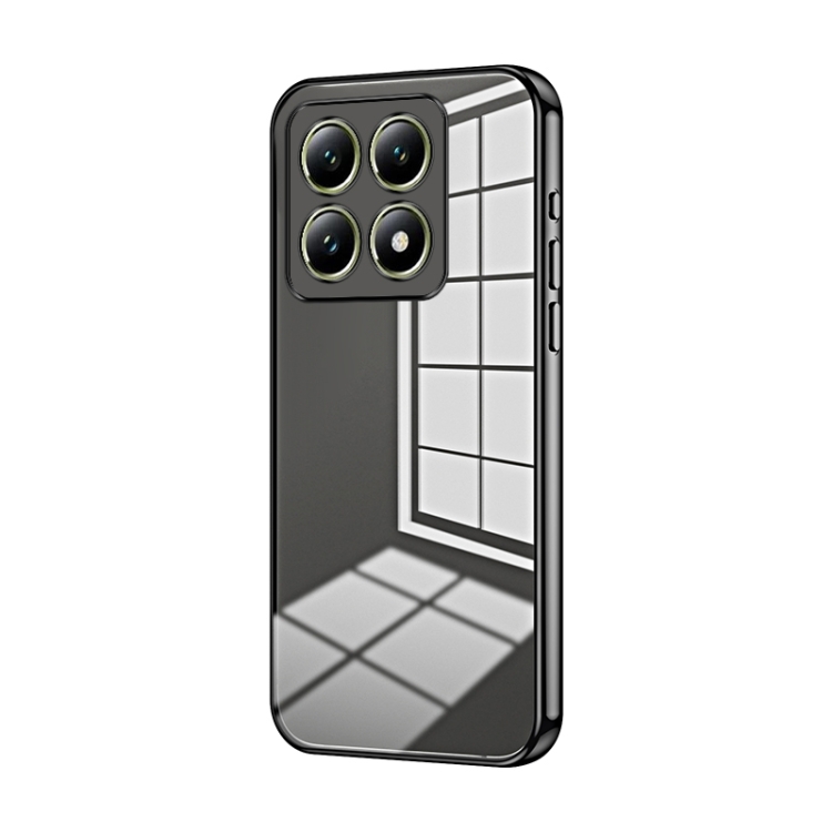 

For Xiaomi 14T Transparent Plating Fine Hole Phone Case(Black)