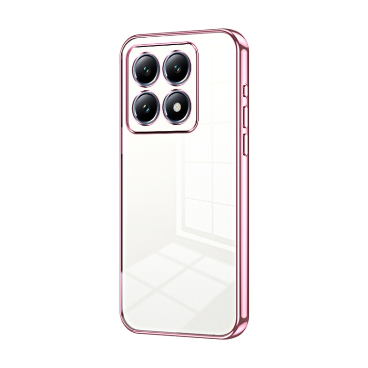 

For Xiaomi 14T Pro Transparent Plating Fine Hole Phone Case(Pink)