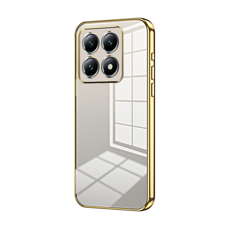 

For Xiaomi 14T Pro Transparent Plating Fine Hole Phone Case(Gold)