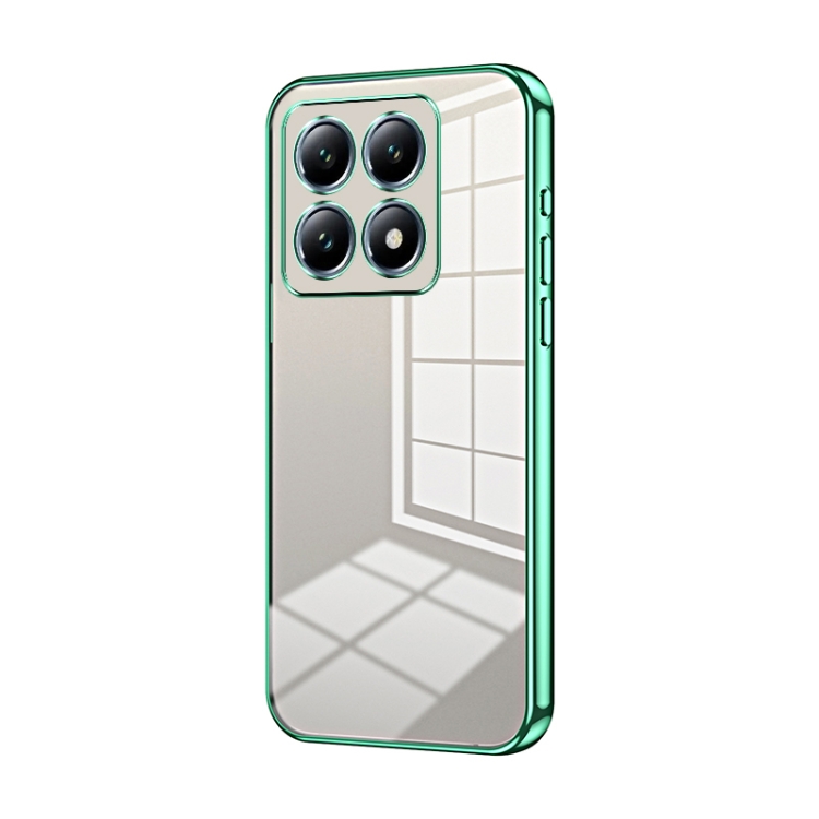 

For Xiaomi 14T Pro Transparent Plating Fine Hole Phone Case(Green)