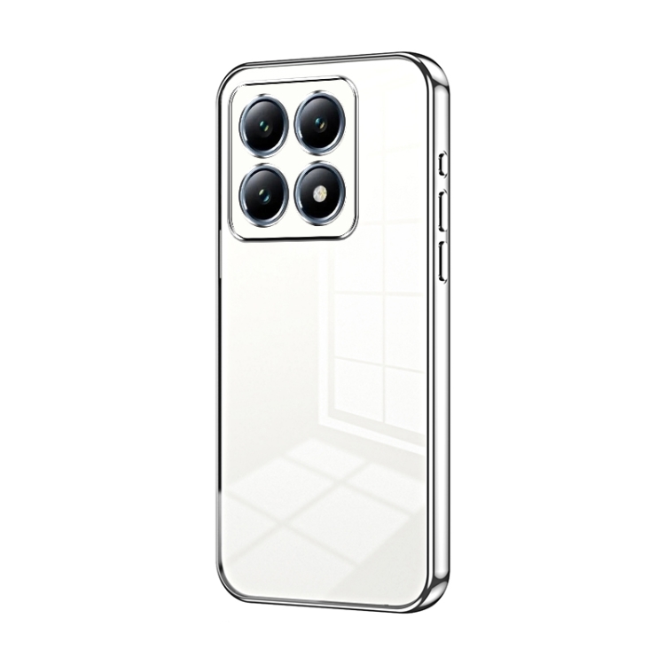 

For Xiaomi 14T Pro Transparent Plating Fine Hole Phone Case(Silver)