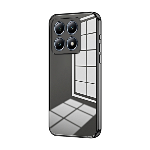 

For Xiaomi 14T Pro Transparent Plating Fine Hole Phone Case(Black)